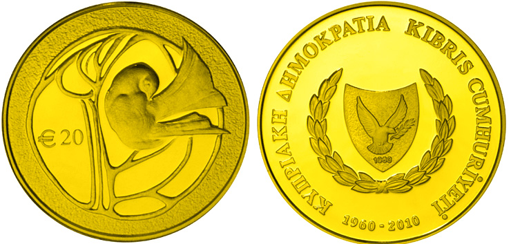 50th Anniversary of the Cyprus Republic 20 euro