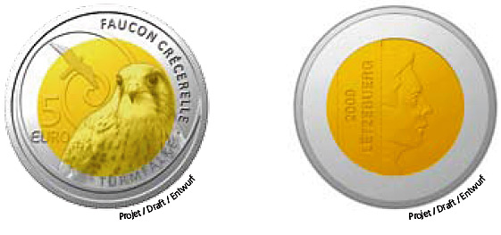 luxembourg coin Common Kestrel