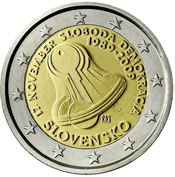 Pamětní 2 euro mince slovensko 2009 Velvet Revolution