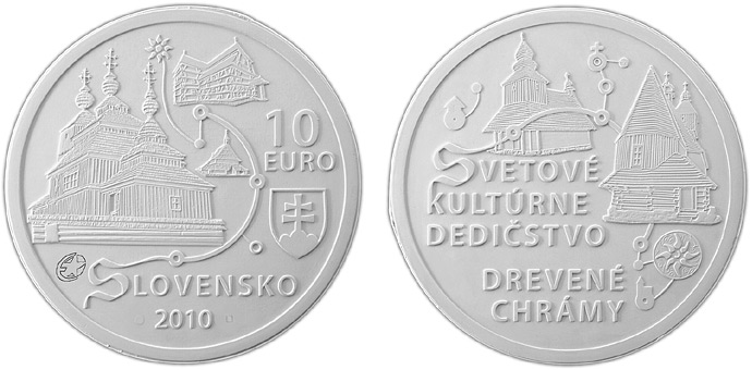 10 euro slovensko slovakia UNESCO – drevené chrámy v slovenskej časti karpatského oblúka