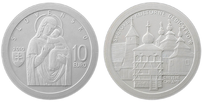 10 euro slovensko slovakia UNESCO – drevené chrámy v slovenskej časti karpatského oblúka