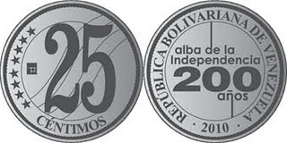 Venezuela 25 centimos 2010 - 200 years Independence 