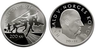 200-krone silver coin Norwegian Olympic and Paralympic Committee and Confederation of Sports