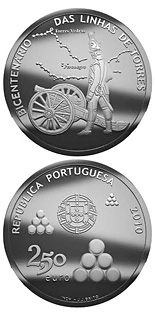2.5 euro coin Bicentennary of the Torres Lines | Portugal 2010