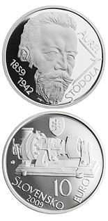 10 euro coin Aurel Stodola - the 150th anniversary of the birth  | Slovakia 2009
