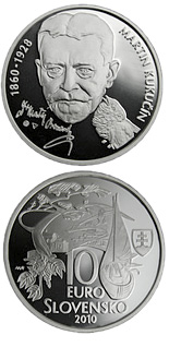 10 euro coin Martin Kukučín – the 150th Anniversary of the Birth  | Slovakia 2010