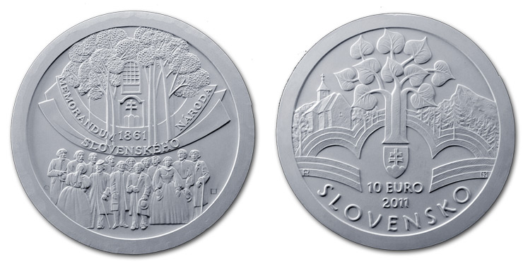 10 eur Memorandum národa slovenského - 150. výročie prijati