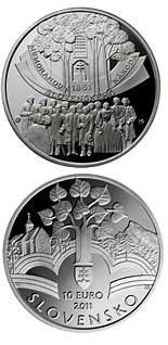 10 euro coin Memorandum of the Slovak Nation - the 150th anniversary of the adoption  | Slovakia 2011