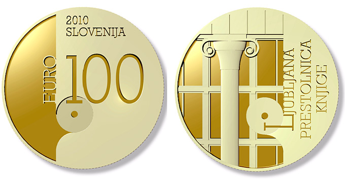 Slovenia euro commemorativec coin 2010 pamětní mince Slovinsko Ljubljana – World Book Capital - 2010