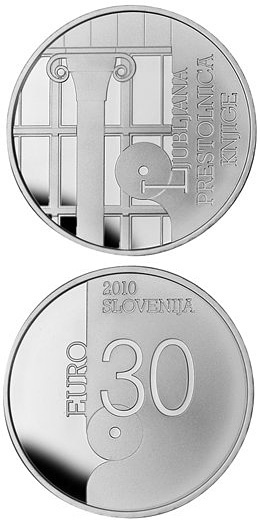 Slovenia euro commemorativec coin 2010 pamětní mince Slovinsko Ljubljana – World Book Capital - 2010