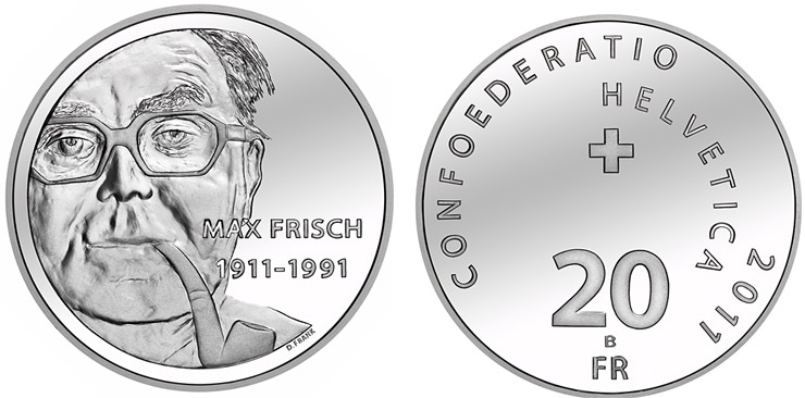 20-franc silver coin 2011, 100th anniversary of Max Frisch's birthday